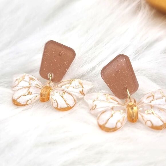 New BUTTERFLY dangle earrings with 925 silver posts - Picture 5 of 12